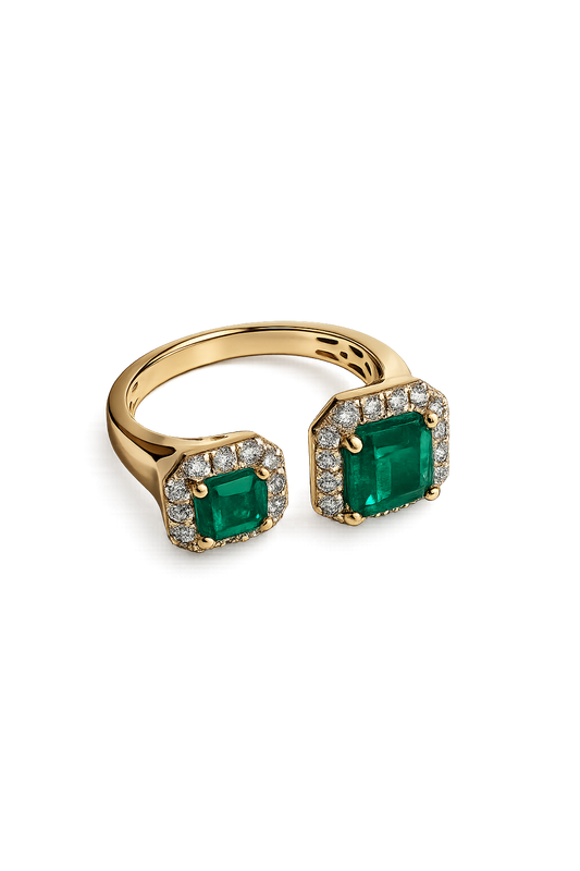 DOUBLE SQUARE EMERALD RING