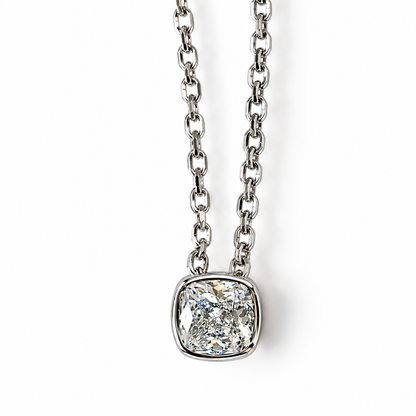CUSHION BEZEL SOLITAIRE CHAIN NECKLACE