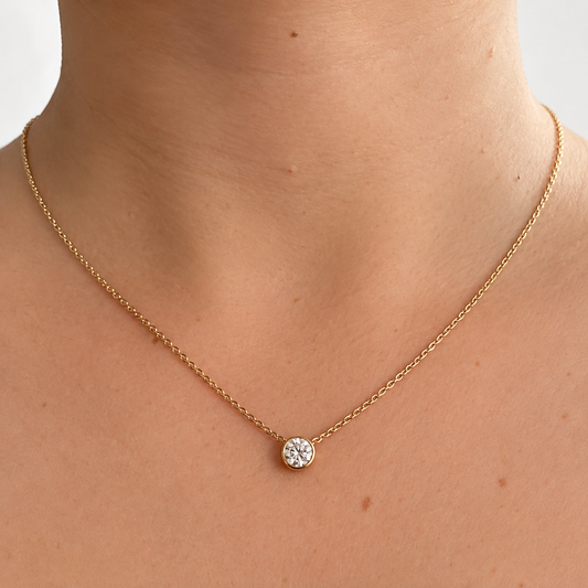ROUND BEZEL SETTING CHAIN NECKLACE